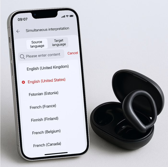 Choosing a language pair in the SonaBuds app
